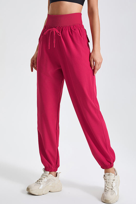 PACK265565-P206-1, Pitaya Pink Drawstring Wide Waistband Athletic Active Joggers