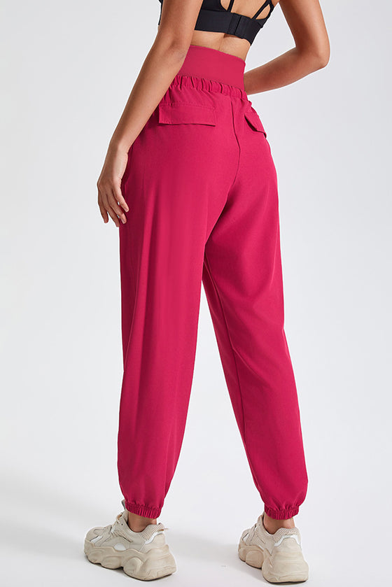 PACK265565-P206-1, Pitaya Pink Drawstring Wide Waistband Athletic Active Joggers