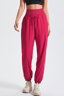  PACK265565-P206-1, Pitaya Pink Drawstring Wide Waistband Athletic Active Joggers