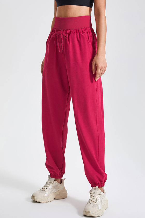 PACK265565-P206-1, Pitaya Pink Drawstring Wide Waistband Athletic Active Joggers