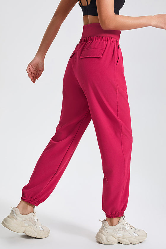 PACK265565-P206-1, Pitaya Pink Drawstring Wide Waistband Athletic Active Joggers