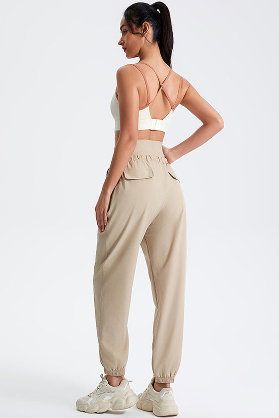 PACK265565-P1015-1, Oatmeal Drawstring Wide Waistband Athletic Active Joggers