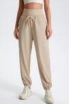 PACK265565-P1015-1, Oatmeal Drawstring Wide Waistband Athletic Active Joggers