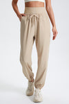 PACK265565-P1015-1, Oatmeal Drawstring Wide Waistband Athletic Active Joggers