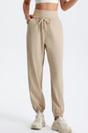 PACK265565-P1015-1, Oatmeal Drawstring Wide Waistband Athletic Active Joggers