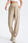 PACK265565-P1015-1, Oatmeal Drawstring Wide Waistband Athletic Active Joggers