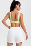 PACK265568-P1-1, White Solid Color Elastic Waist Fake Two Piece Active Shorts