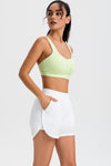 PACK265568-P1-1, White Solid Color Elastic Waist Fake Two Piece Active Shorts