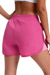 PACK265568-P106-1, Bright Pink Solid Color Elastic Waist Fake Two Piece Active Shorts