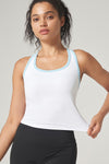 PACK264792-P1-1, White Sleeveless Color Block Trim Racerback Active Tank Top