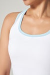 PACK264792-P1-1, White Sleeveless Color Block Trim Racerback Active Tank Top