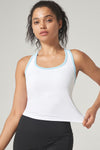 PACK264792-P1-1, White Sleeveless Color Block Trim Racerback Active Tank Top