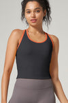 PACK264792-P2-1, Black Sleeveless Color Block Trim Racerback Active Tank Top