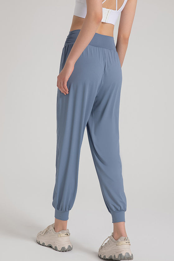 PACK265567-P604-1, Ashleigh Blue Solid Color High Waist Active Harem Pants