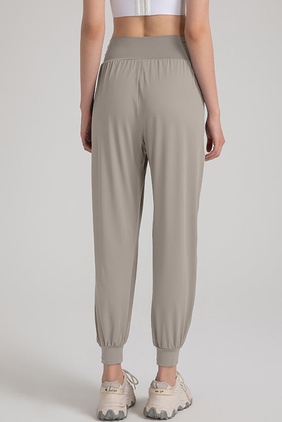 PACK265567-P6017-1, Simply Taupe Solid Color High Waist Active Harem Pants