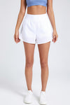 PACK265566-P1-1, White Running High Waist Fake Two Piece Sports Shorts