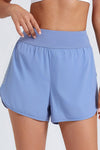 PACK265566-P304-1, Sky Blue Running High Waist Fake Two Piece Sports Shorts
