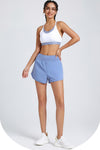 PACK265566-P304-1, Sky Blue Running High Waist Fake Two Piece Sports Shorts