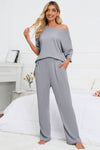 PACK15983-P1011-1, Light Grey Solid Half Sleeve Tee and Pants Lounge Set