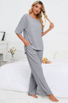 PACK15983-P1011-1, Light Grey Solid Half Sleeve Tee and Pants Lounge Set