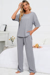 PACK15983-P1011-1, Light Grey Solid Half Sleeve Tee and Pants Lounge Set