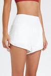PACK265569-P1-1, White High Waist Back Pocket Fake Two Piece Sports Shorts