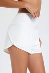 PACK265569-P1-1, White High Waist Back Pocket Fake Two Piece Sports Shorts