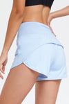 PACK265569-P304-1, Sky Blue High Waist Back Pocket Fake Two Piece Sports Shorts