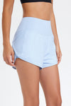 PACK265569-P304-1, Sky Blue High Waist Back Pocket Fake Two Piece Sports Shorts