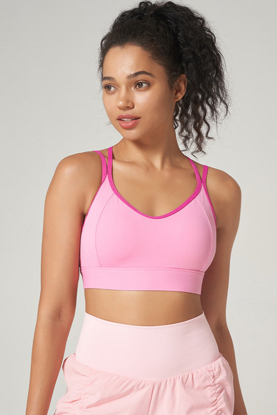 PACK264793-P3010-1, Bonbon Criss Cross Strappy Push up Active Sports Bra