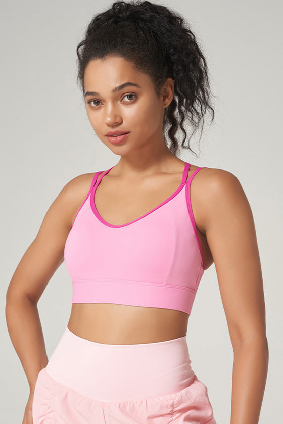 PACK264793-P3010-1, Bonbon Criss Cross Strappy Push up Active Sports Bra