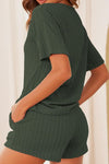 PACK15989-P2409-1, Vineyard Green Jacquard Short Sleeve Top and Drawstring Shorts Set