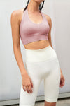 PACK264787-P1010-1, Light Pink Solid Textured Halter Neck Sports Bra