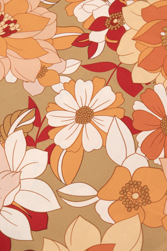 PACK6118553-P920-1, Green Ruffled Puff Short Sleeve Floral Dress