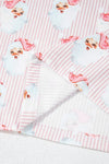 LC151151-P1020-S, LC151151-P1020-M, LC151151-P1020-L, LC151151-P1020-XL, LC151151-P1020-2XL, Pink Santa Claus Striped Print Loose Fit Two Piece Lounge Set