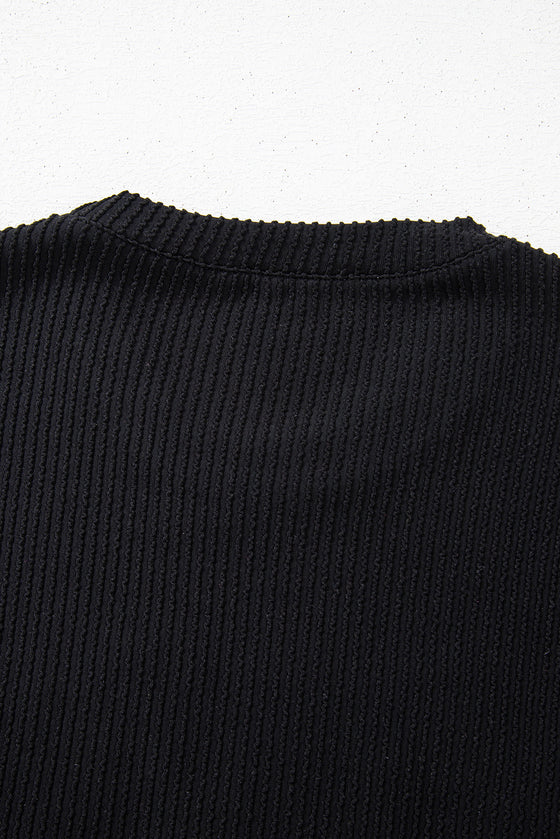 LC151125-P2-S, LC151125-P2-M, LC151125-P2-L, LC151125-P2-XL, LC151125-P2-2XL, Black Corded MERRY Graphic Long Sleeve Top and Shorts Set