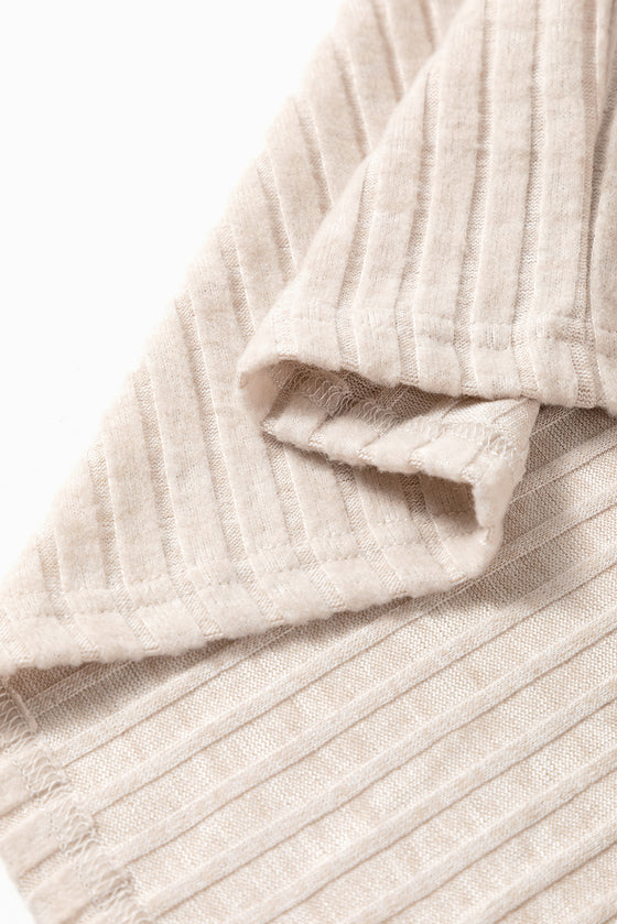 Ribbed Knit Bell Sleeve Crop Top Drawstring Pants Set