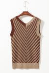 Contrast Chevron Knit V Neck Sweater Vest