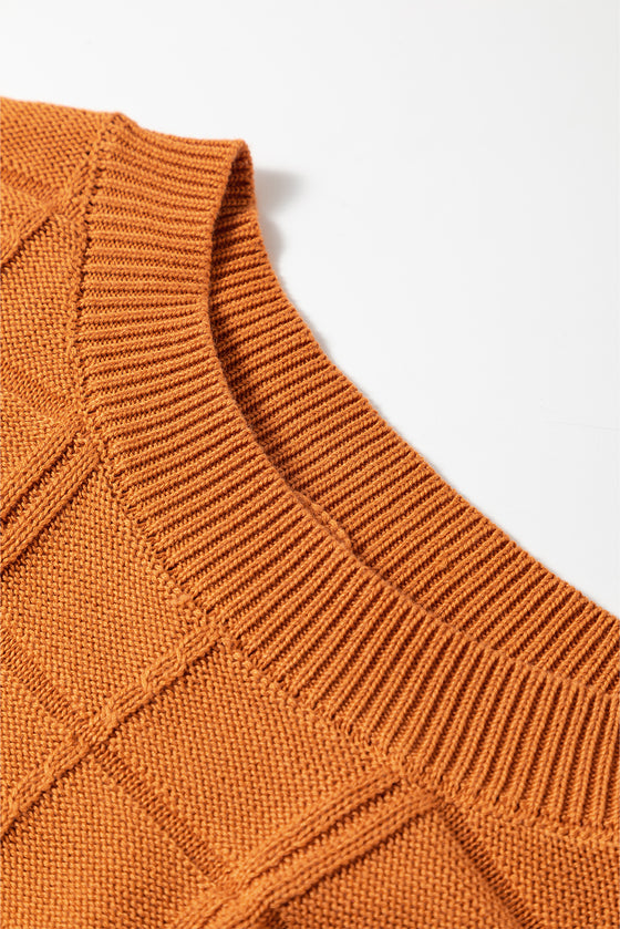 Grid Textured Short Sleeve Sweater