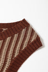 Contrast Chevron Knit V Neck Sweater Vest