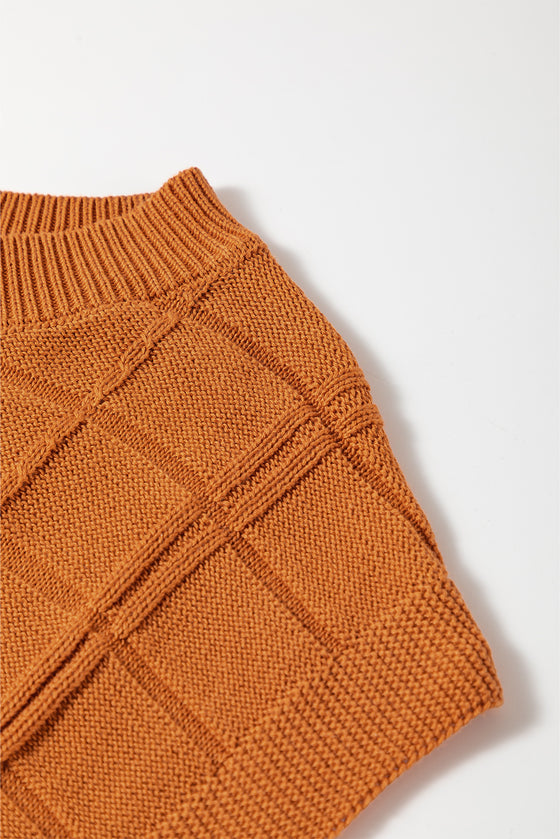 Grid Textured Short Sleeve Sweater
