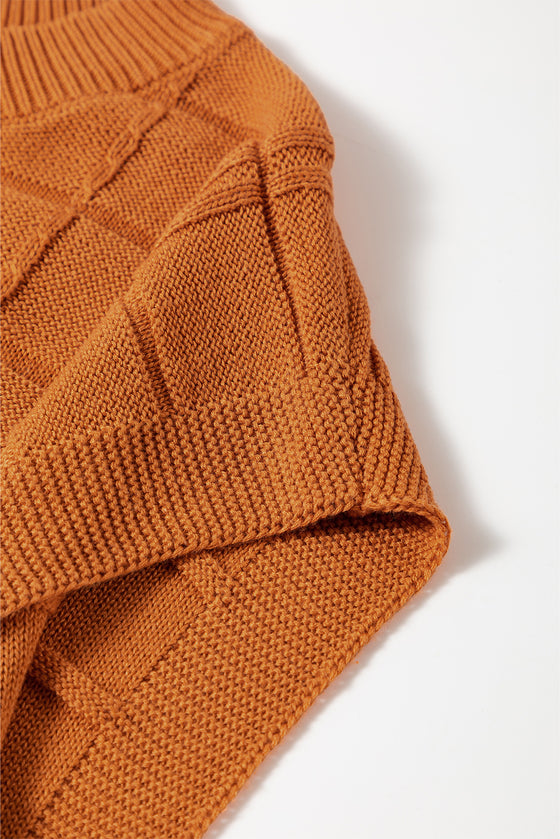 Grid Textured Short Sleeve Sweater