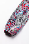 Vintage Boho Paisley Print Notched Neck Blouse