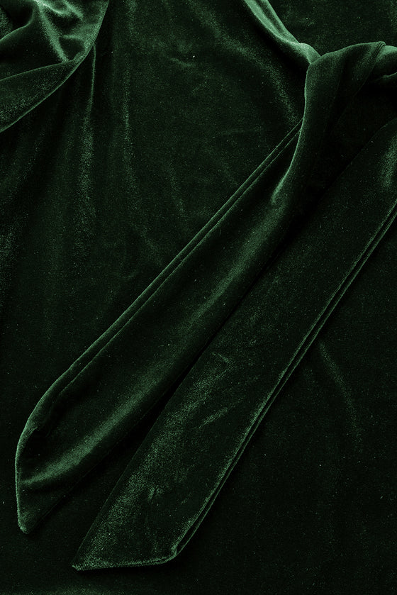 Fiery Mock Neck Puff Sleeve Velvet Blouse