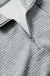 Ribbed Texture Quarter Zip Sweatshirt