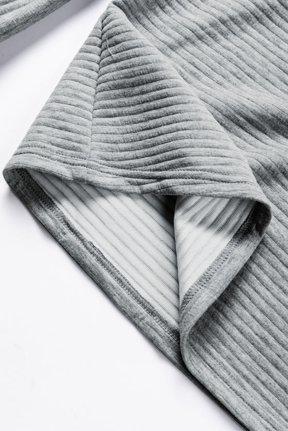 Ribbed Texture Quarter Zip Sweatshirt