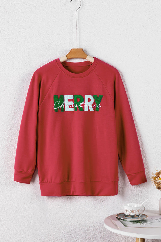Chenille MERRY Christmas Raglan Sleeve Sweatshirt