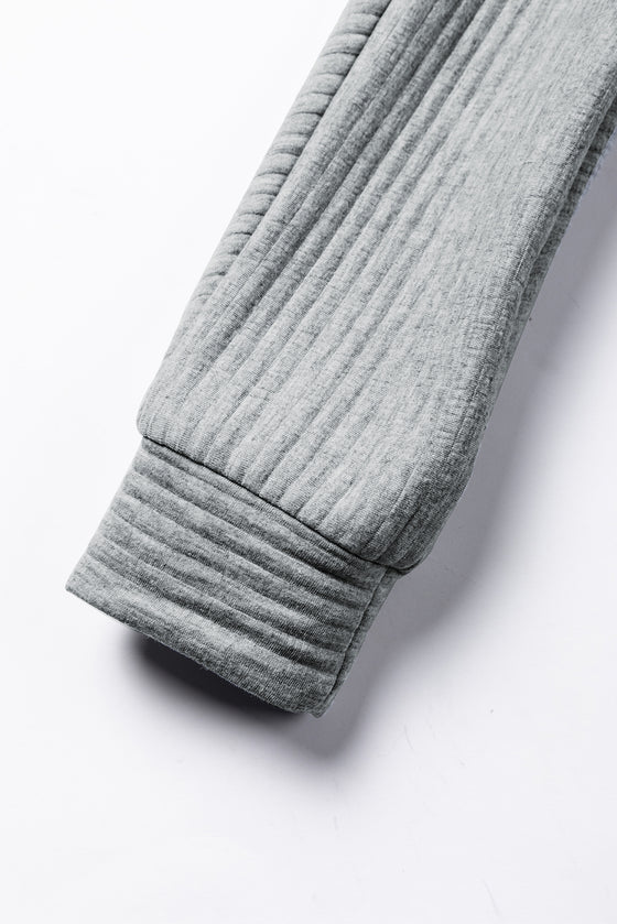 Ribbed Texture Quarter Zip Sweatshirt