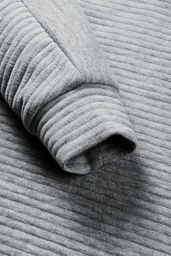 Ribbed Texture Quarter Zip Sweatshirt