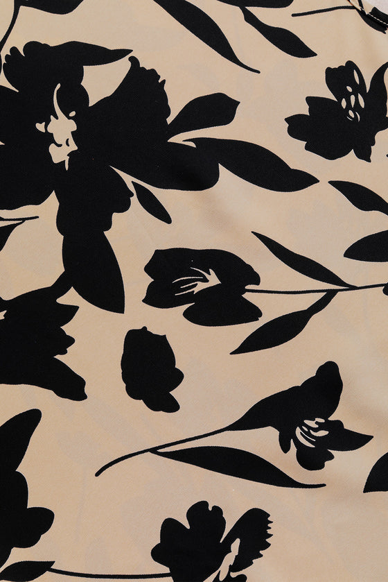 Floral Flounce Sleeve Hollowed Knot Back Blouse